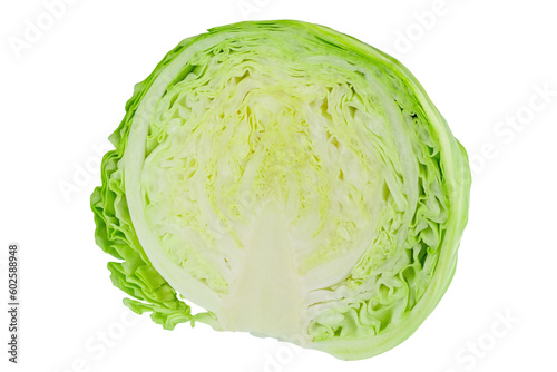 Half Green Head of young cabbage on a white isolate background. Vegetarian natural healthy food. © alexshyripa