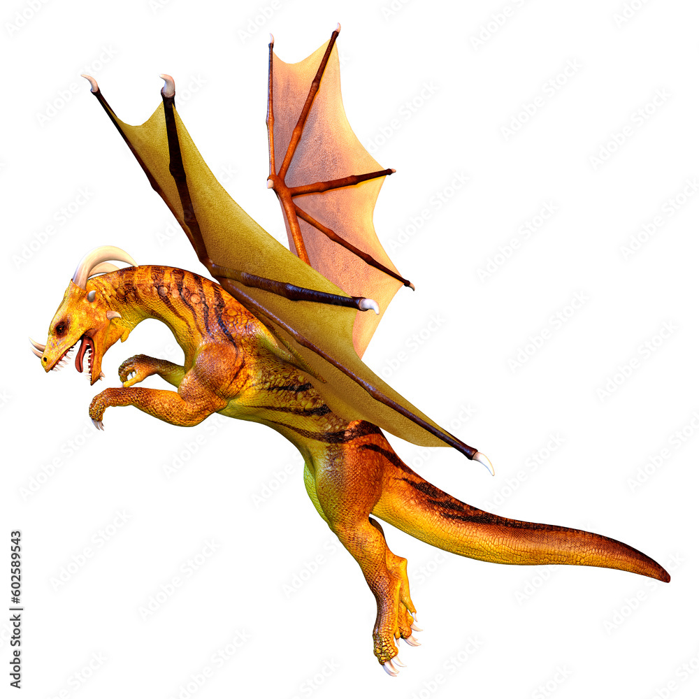 Fototapeta premium 3D Rendering Fairy Tale Dragon on White