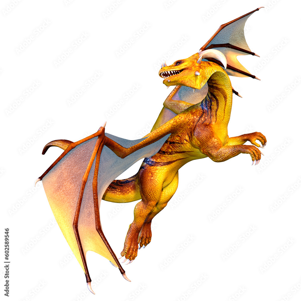 3D Rendering Fairy Tale Dragon on White 3D Rendering Fairy Tale Dragon on White