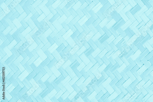Obraz na plátně Old blue pastel bamboo weave texture background, pattern of woven rattan mat in vintage style