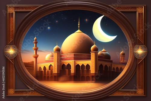 Ramadan Kareem greeting background. Generative Ai