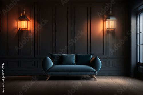 Modern living room with sofa. Generative Ai