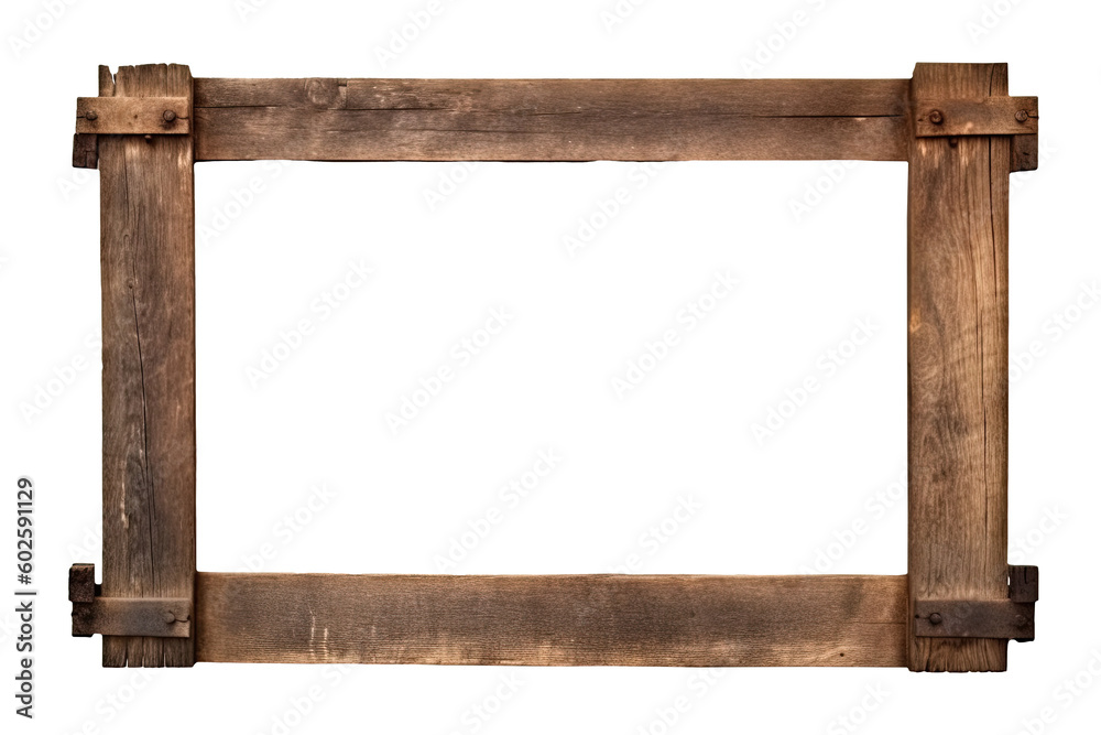PNG high resolution Old rustic Wooden photo frame or old rustic wood frame. generative ai PNG high resolution Old rustic Wooden photo frame or old rustic wood frame. generative ai
