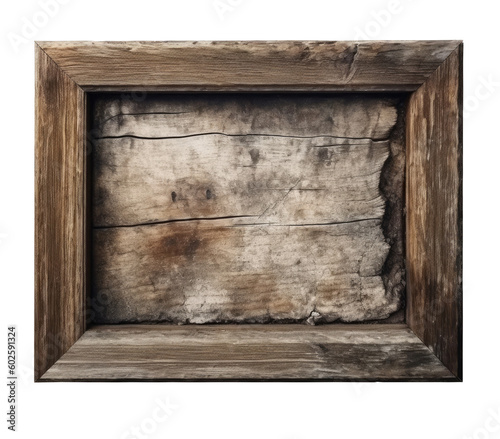 PNG high resolution Old rustic Wooden photo frame or old rustic wood frame. generative ai 