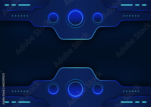 Modern futuristic technology control screen background It is a screen suitable for using technology, luxury, modern, used as a poster or background. Emphasize the use of dark blue tones.