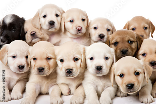 a lot of puppies bark together photo