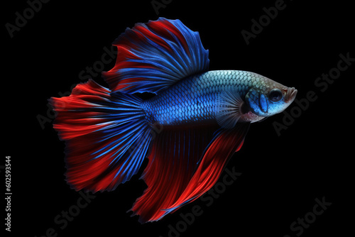 Image of betta fish with beautiful tail. Pet. Animal. Fish. Generative ai.