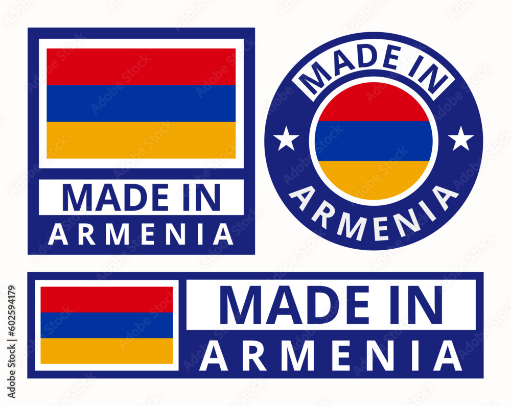 Vector set made in Armenia design product labels business icons illustration Vector set made in Armenia design product labels business icons illustration