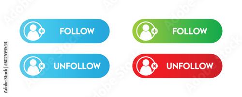 Follow and unfollow buttons for social media web and app