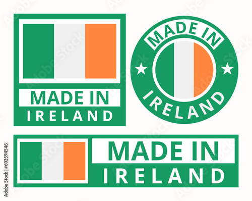 Vector set made in Ireland design product labels business icons illustration