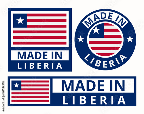 Free Download Vector set made in Liberia design product labels business icons illustration - GFXLoad