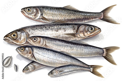 sardines isolated on white background. Generated by AI