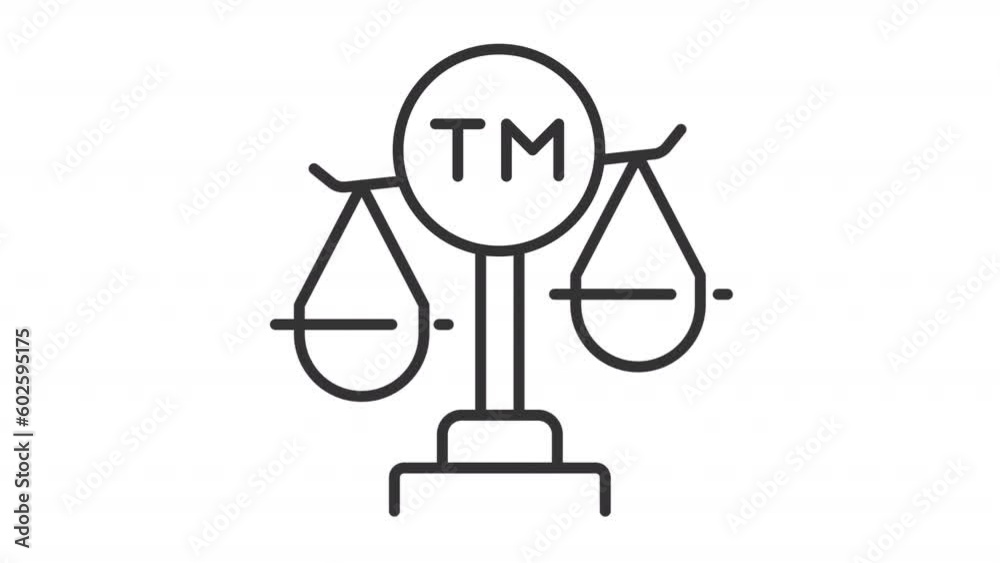 Intellectual property icon animation. Animated line balancing scale with trademark sign. Patent law. Legal system. Loop HD video with alpha channel, transparent background. Outline motion graphic Intellectual property icon animation. Animated line balancing scale with trademark sign. Patent law. Legal system. Loop HD video with alpha channel, transparent background. Outline motion graphic