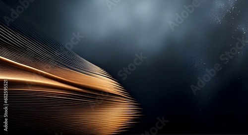 Abstract golden lines on a dark background. Generative AI. © Aga Bak