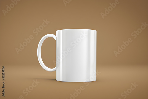 White Coffee Mug Isolated On Beige Background