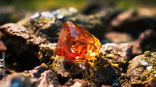 Childrenite mineral. Rare precious gemstone. Polished crystal in nature. Generative AI