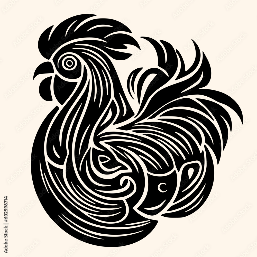 Rooster vector for logo or icon,clip art, drawing Elegant minimalist style,abstract style Illustration	