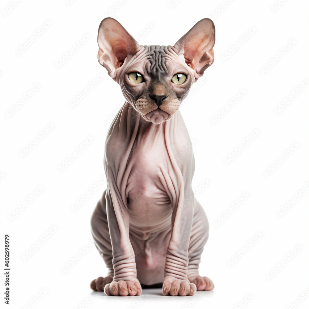 Sphynx cat isolated on white background. Created with Generative AI technology
