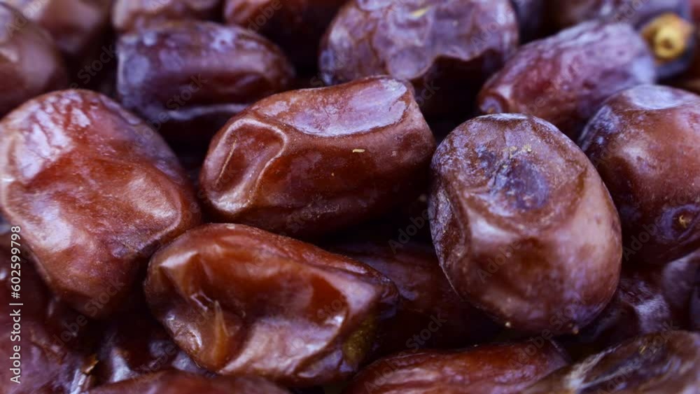 Sweet dried dates texture circle rotation close up Sweet dried dates texture circle rotation close up