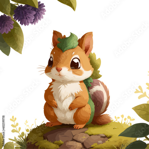 Cute squirrel vector illustration isolated white background cartoon for children