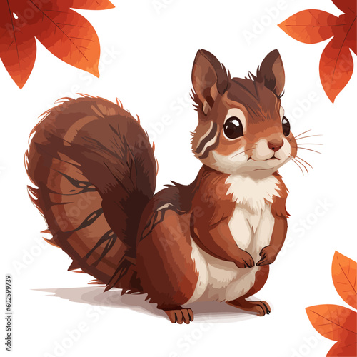 Cute squirrel vector illustration isolated white background cartoon for children