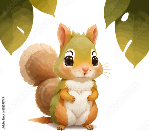 Cute squirrel vector illustration isolated white background cartoon for children