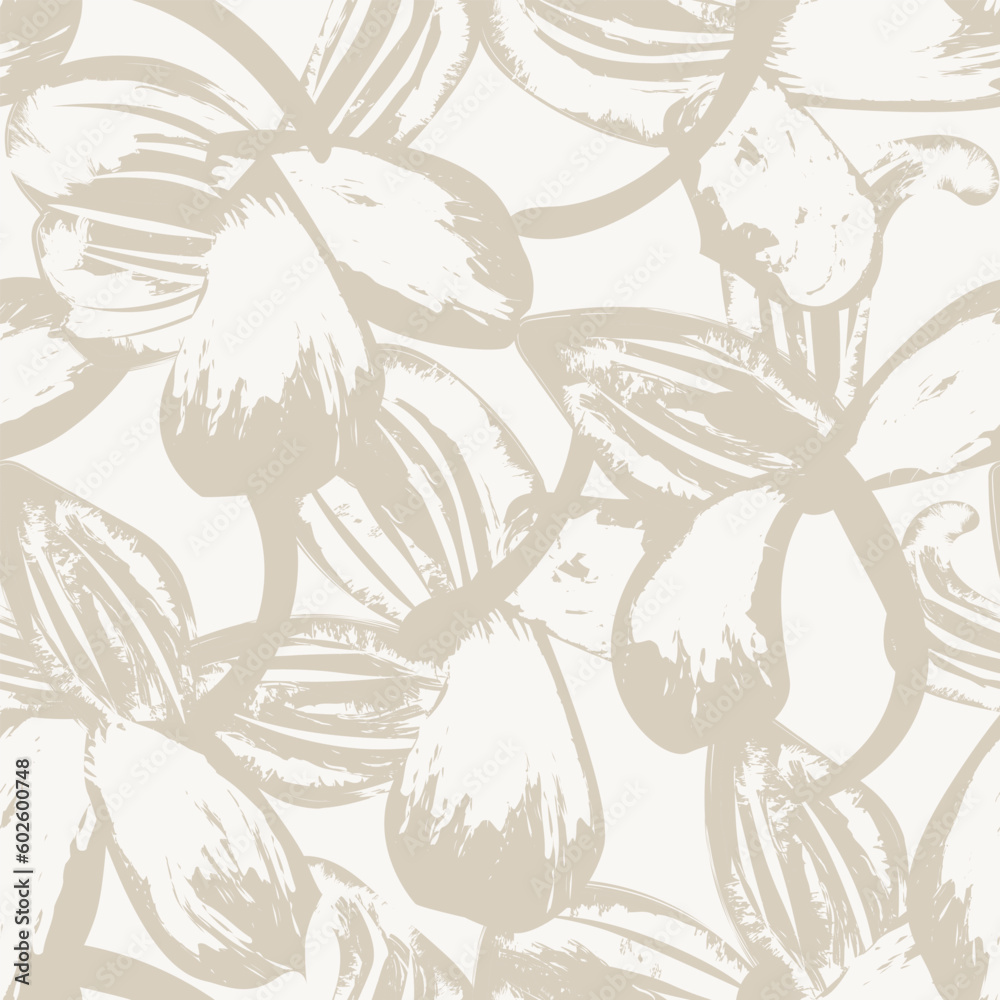 Fototapeta premium Neutral Colour Tropical Leaf Seamless Pattern Design