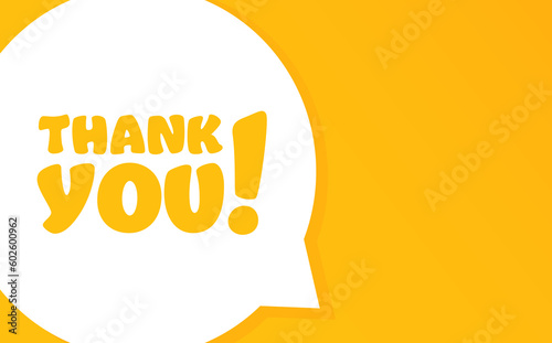 Thank you. Speech bubble with Thank you text. 2d illustration. Flat style. Vector line icon for Business