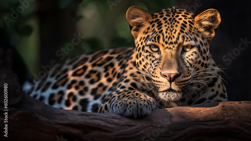 A leopard in the wild is looking at the camera