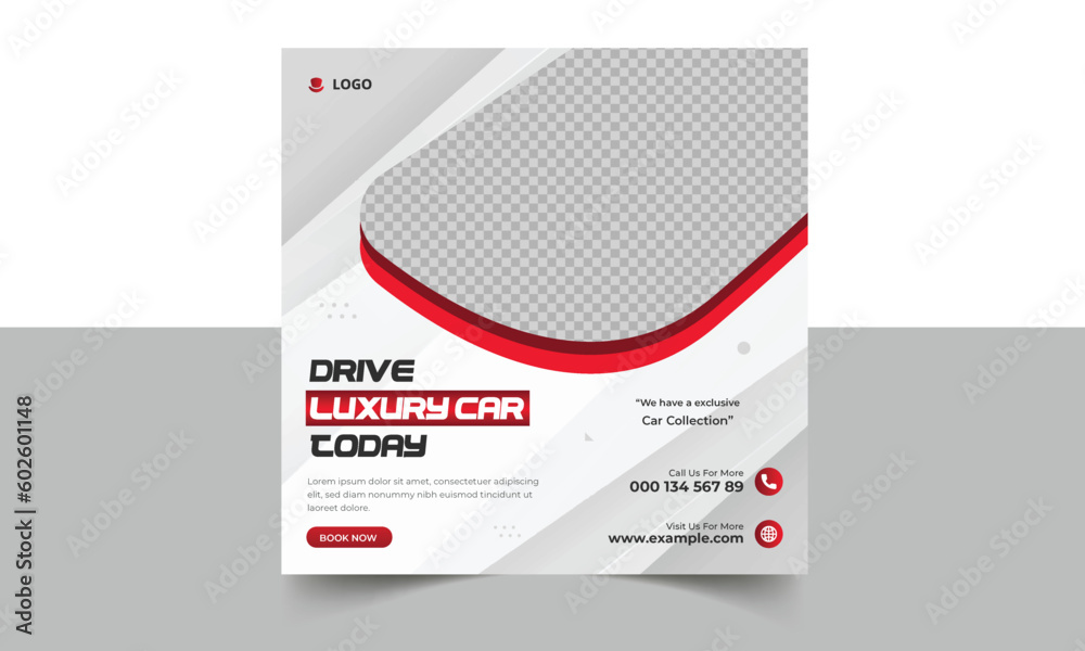 Rent luxury car social media post, hire a private car for travel, Buy your dream car social media post, Car sale and rental banner for flyer and social media post template