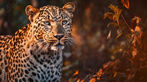 A leopard in the wild is looking at the camera