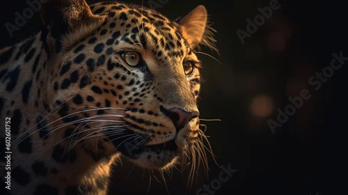 Fototapeta na wymiar A leopard in the wild is looking at the camera