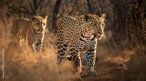 A leopard in the wild is looking at the camera