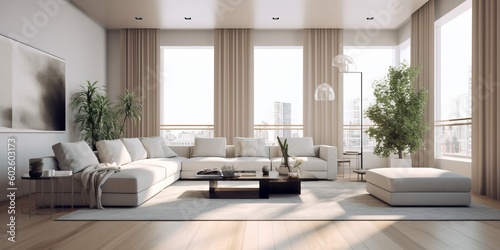 Contemporary Stylish Living Room Design AI Generated © ArquitecAi