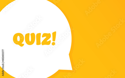 Quiz. Speech bubble with Quiz text. 2d illustration. Flat style. Vector line icon for Business