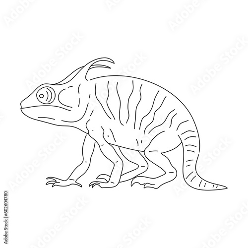 Sketch of Chameleon drawn by hand. Vector hand drawn illustration. © Lori Li
