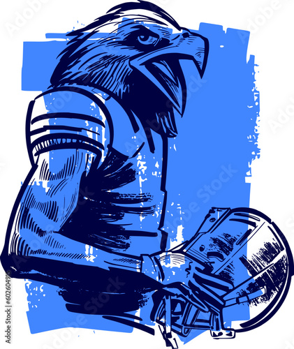 American football player vector sketch illustration