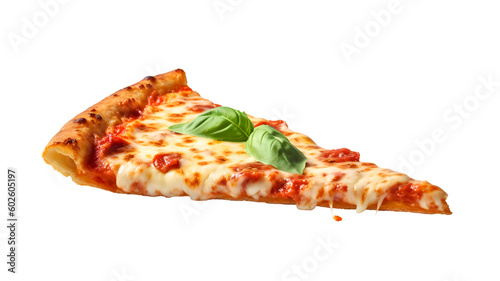 Slice of pizza isolated on transparent background. PNG format	
