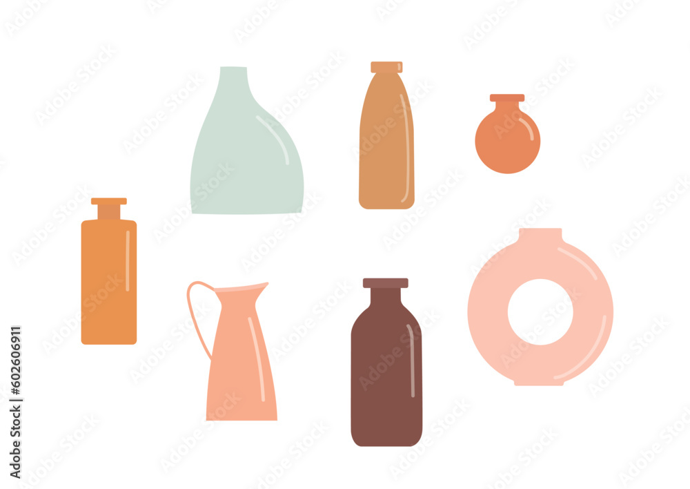 Minimalistic Boho Ceramic Vases vector illustrations for logo, icon, social media post, story, banner, poster Minimalistic Boho Ceramic Vases vector illustrations for logo, icon, social media post, story, banner, poster