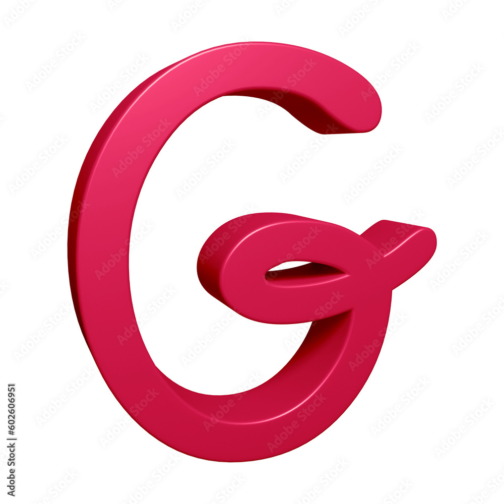 Pink alphabet letter g in 3d rendering for education concept