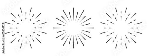 Circle  round sunburst  line editable sun frame icon set