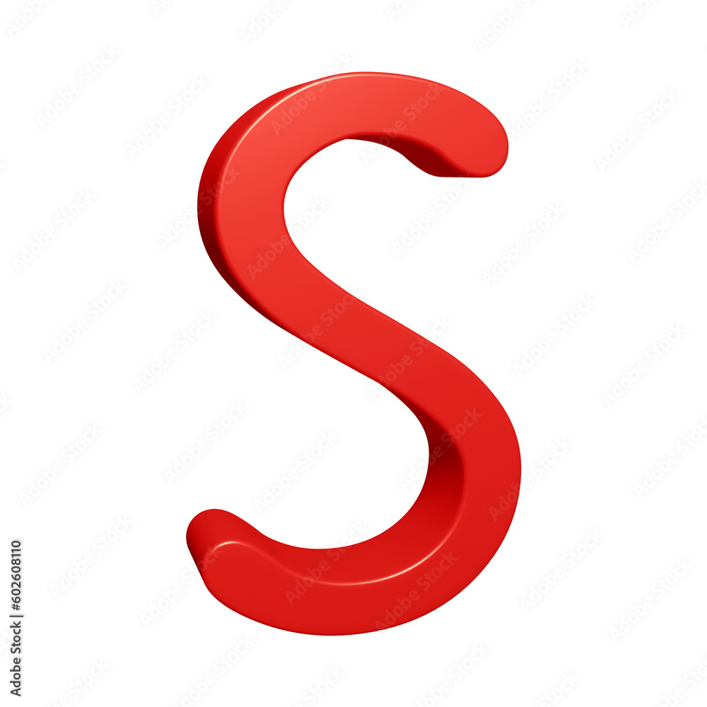 Red alphabet letter s in 3d rendering for education concept Red alphabet letter s in 3d rendering for education concept