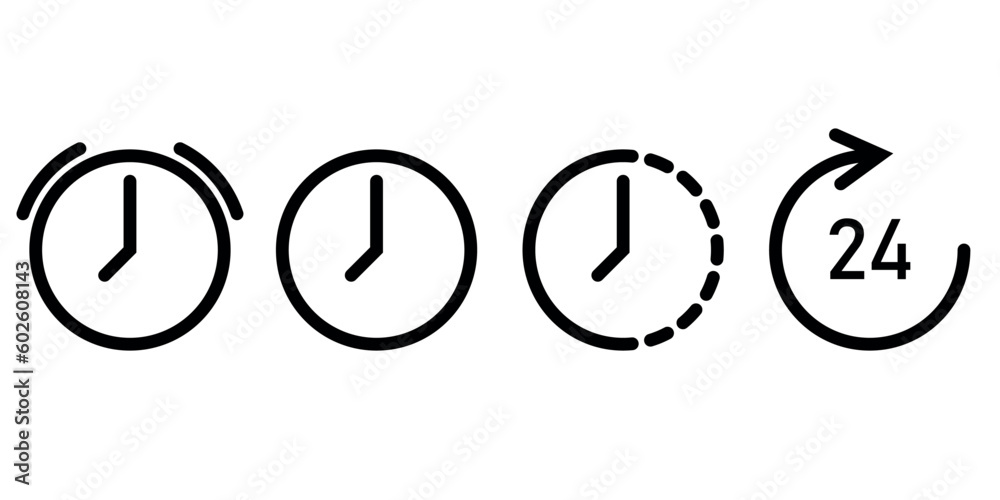 Fototapeta premium time icon time left alarm clock and open 24 our icon pack