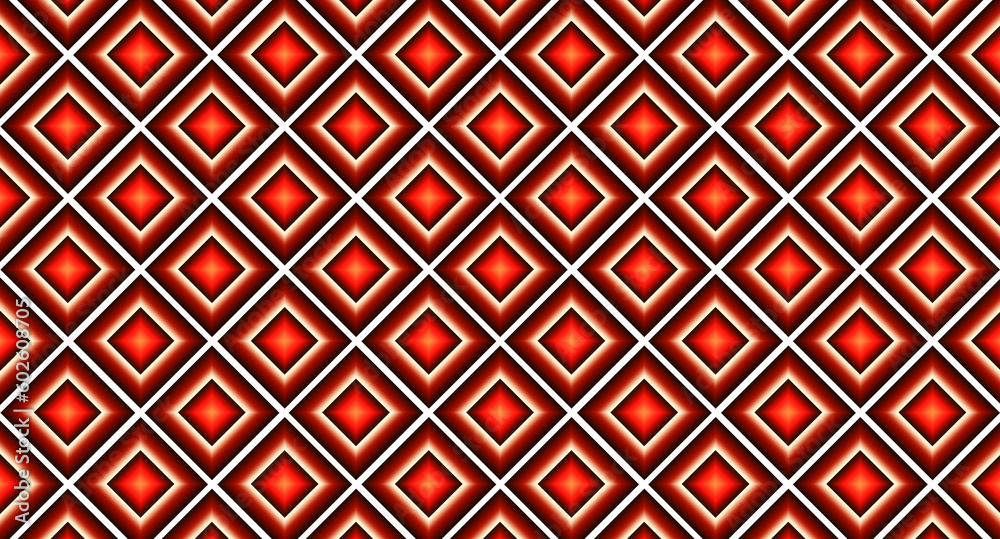 Seamless pattern of rhombuses in red and black colors