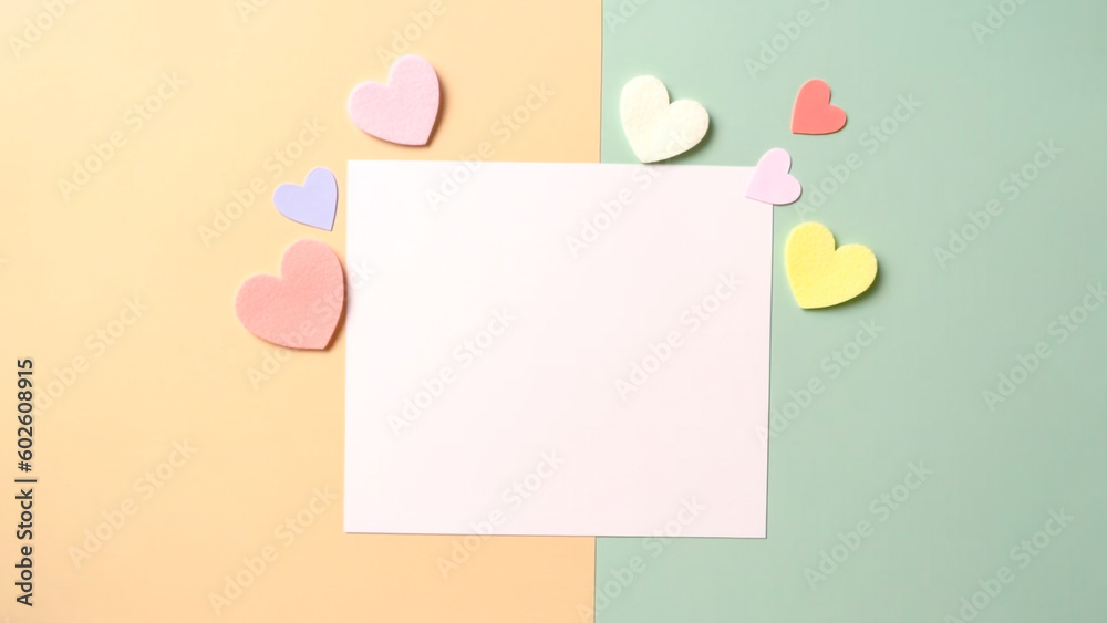Valentine's day background with paper hearts with copy space on pastel background. Valentine's day background with paper hearts with copy space on pastel background.