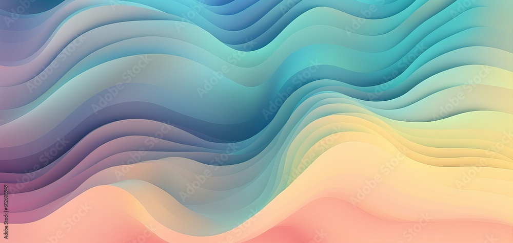 Abstract pastel rainbow wavy background with smooth gradient. Generative Ai