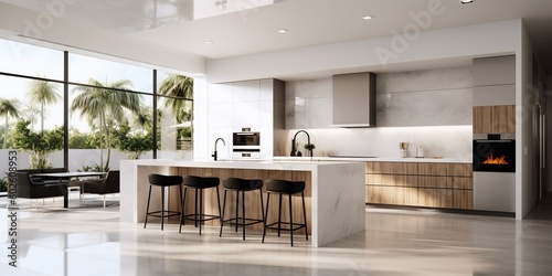 Sleek Modern Kitchen Interior Design AI Generated