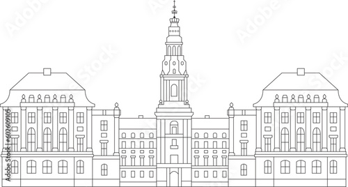 Vector drawing of Christiansborg Palace in Denmark photo