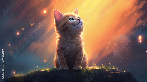 Cute cat looking at the sky