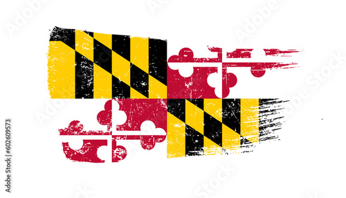 Maryland Flag Designed in Brush Strokes and Grunge Texture photo